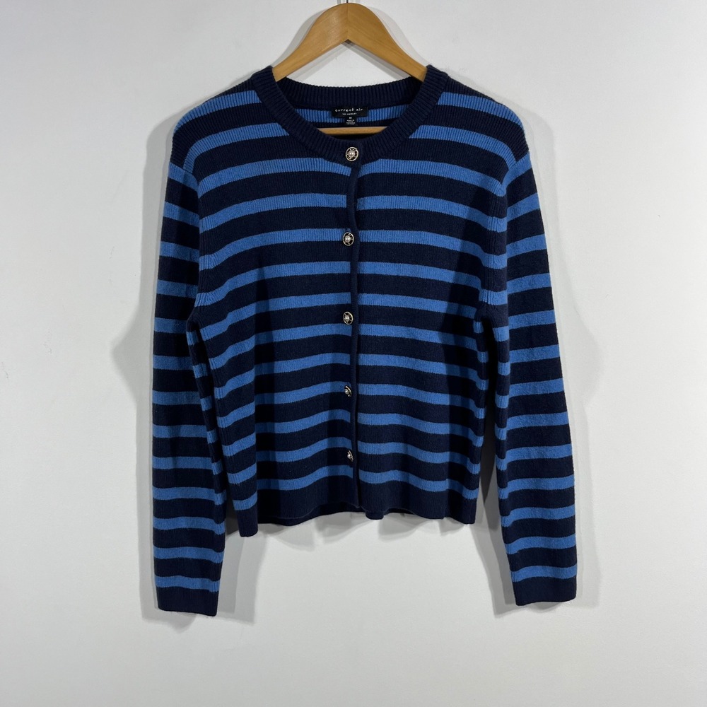 Current Air Fisherman Preppy Striped Cardigan Sweater Medium Granola Indie Boho